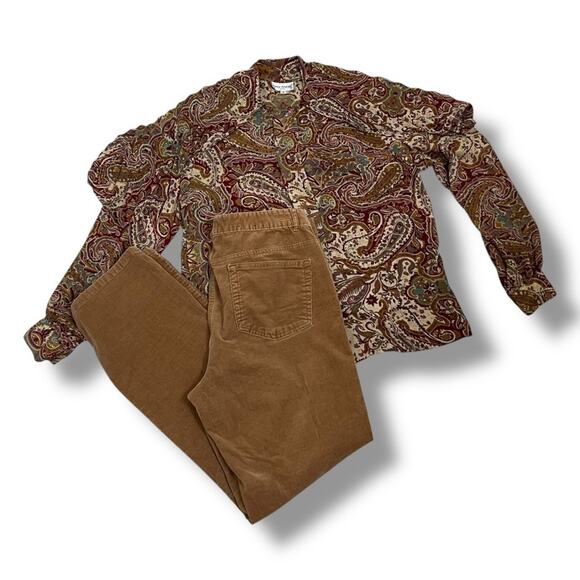 Chaps Denim corduroy high rise straight leg pants - Picture 8 of 9